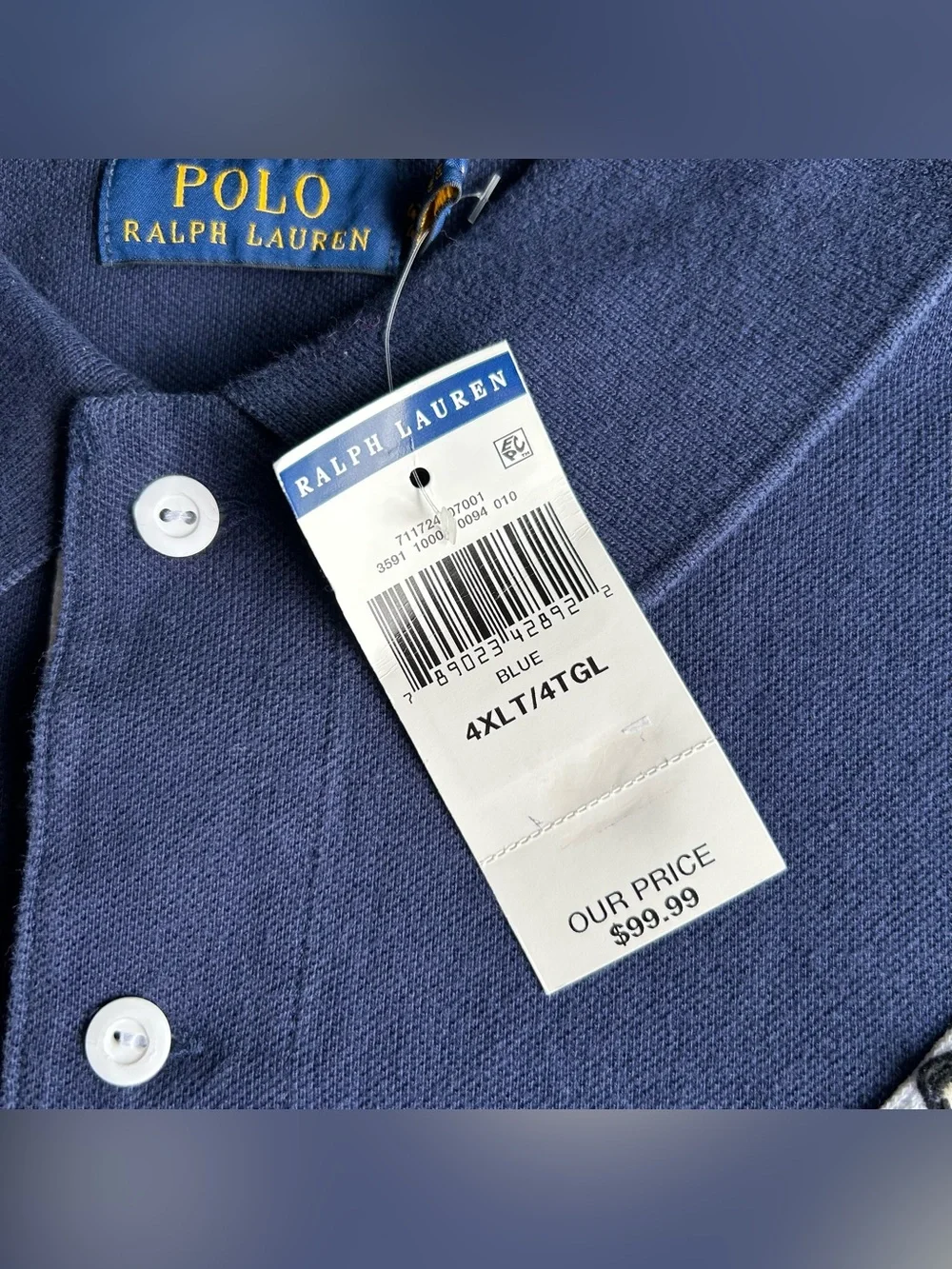 $99 NWT Polo Ralph Lauren Shirt Mens 4XL TALL Navy Chevron '39 Rowing Club Crest